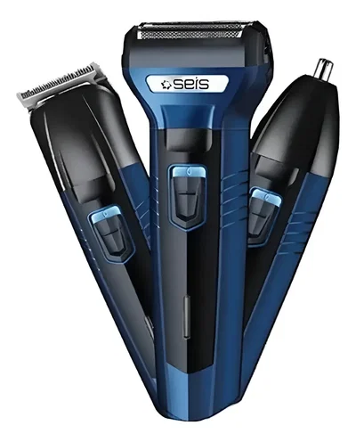 1278 - SEIS Afeitadora Pelo Barba 3 En 1 Recargable Azul Oscuro