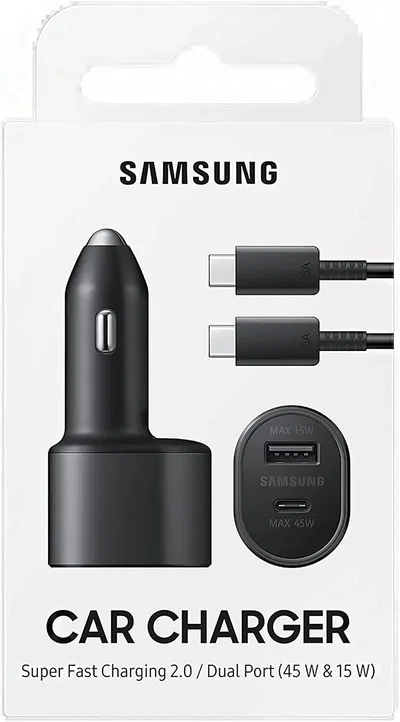 AUTO Cargador Doble Oficial Samsung 45W 2 Puertos 