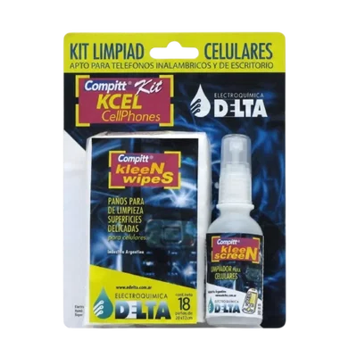 DELTA - Compitt Kleen Screen KIT, limpiador de pantallas LCD 60cc + 8 panos DELTA