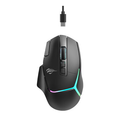 HAVIT Ratón Ergonómico para Juegos Havit MS967WB, Tri-Modo, Inalámbrico