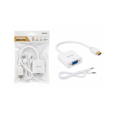 NETMAK CABLE CONVERSOR HDMI M A VGA H (CON AUDIO) NM-C81A