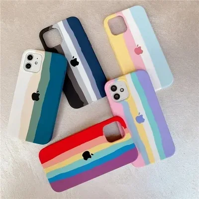 SILICONE CASE  Iphone Arcoiris DE LA 6 A 14 PRO MAX LIQUIDACION