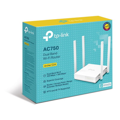 TP LINK - ARCHER C24 AC750 4 Ant Agile Cfg Wir D.Band Tp-Link (9474)