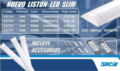 LISTON SICA LED 36W SUPER CHATO NEUTRO 637152