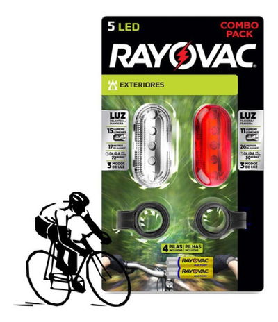 LINTERNA RAYOVAC BICI LED KIT DEL-TRAS C/PILAS