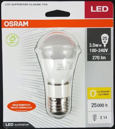 LAMP.OSRAM LED GOTA 3.5W CALIDA 220V E27/E14#