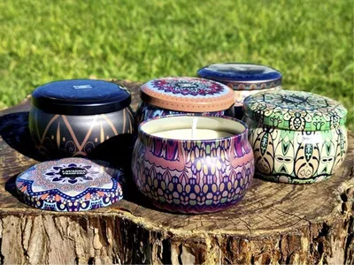 Vela Aromatizada Lata Mandala Grande 6,5cm