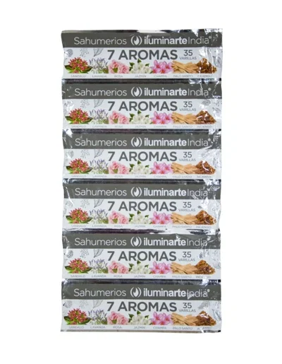 Sahumerio 7 AROMAS INDIA Iluminarte blister x 12 sobres