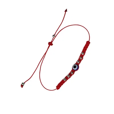 PULSERA HILO ROJO OJO TURCO TRENZADO CON PERLAS