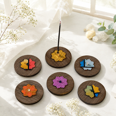 Porta Sahumerio Redondo Mini Glitter 7 cm