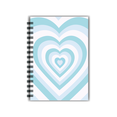 Cuaderno Corazones Celeste A5 Tapa Dura Anillado