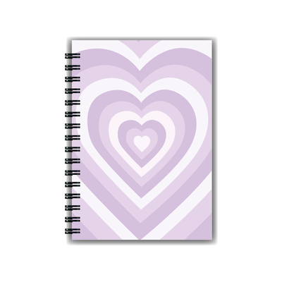 Cuaderno Corazones Lila A5 Tapa Dura Anillado