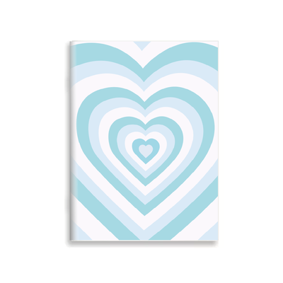 Cuaderno Corazones Celeste A5 Tapa blanda Abrochado