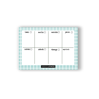 Planificador Semanal Cuadros Celeste A4 Borrable Imantado