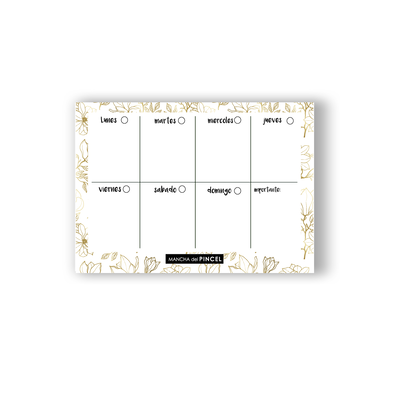 Planificador Semanal Flores Blancas A4 Encolado