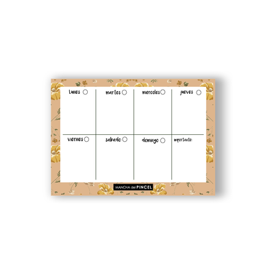 Planificador Semanal Flores Amarillas A4 Borrable Imantado