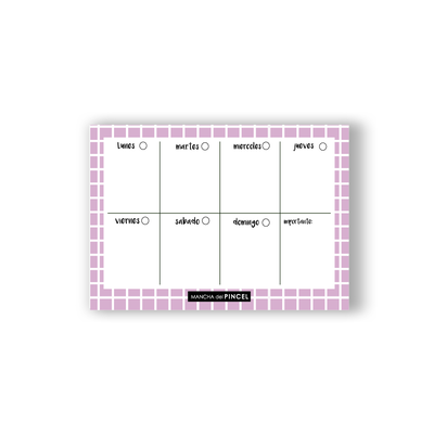 Planificador Semanal Cuadros Lila A4 Encolado
