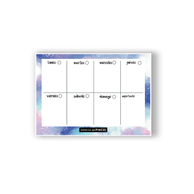 Planificador Semanal Galaxia Azul A4 Borrable Imantado