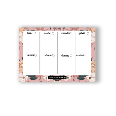 Planificador Semanal Flores Rosas A4 Borrable Imantado