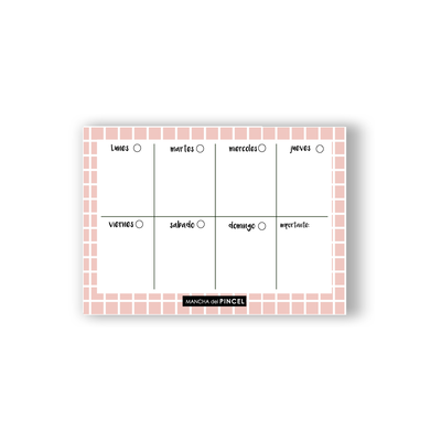 Planificador Semanal Cuadros Rosas A4 Encolado