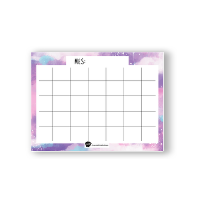 Planificador Mensual Galaxia Violeta A4 Borrable con Imán