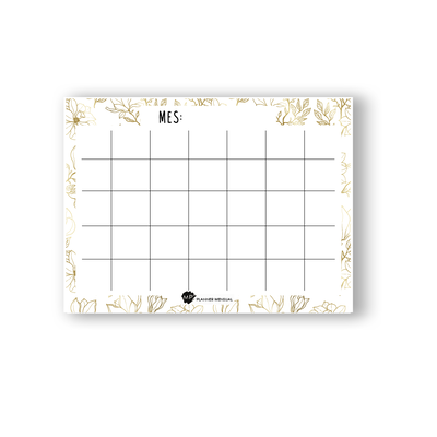 Planificador Mensual Flores Blancas A4 Borrable con Imán