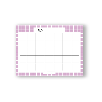 Planificador Mensual Cuadros Lila A4 Borrable con Imán