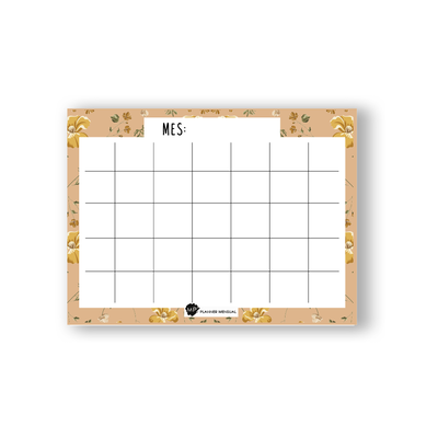 Planificador Mensual Flores Amarillas A4 Borrable con Imán