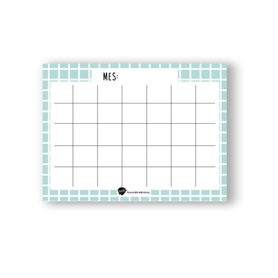 Planificador Mensual Cuadros Celeste A4 Borrable con Imán