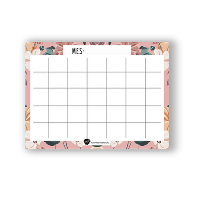 Planificador Mensual Flores Rosa A4 Borrable con Imán