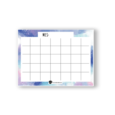 Planificador Mensual Galaxia Azul A4 Borrable con Imán