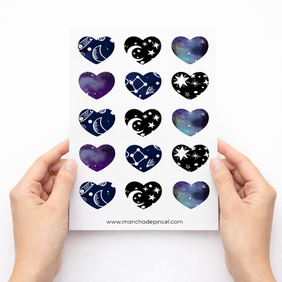Plancha de Stickers Corazones