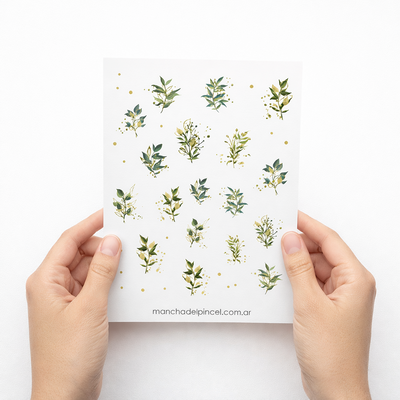 Plancha de Stickers Hojas