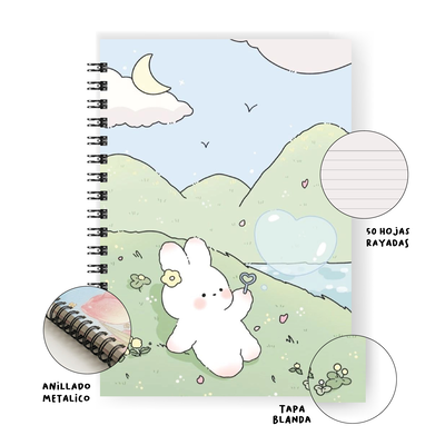 Cuaderno Bunnie A5 tapa blanda anillado