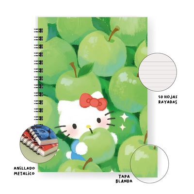 Cuaderno Hello Kitty Verde A5 tapa blanda anillado