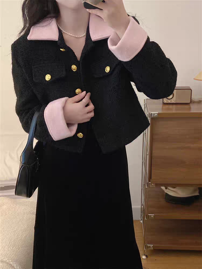 Chaqueta Color Negro y Rosa 