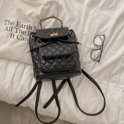 Mochila Cuadrillé en Negro y Rosa