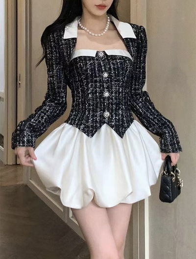 Conjunto Negro y Blanco de Dos Piezas 