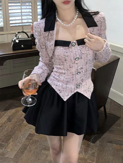 Conjunto Rosa y Negro de Dos Piezas 