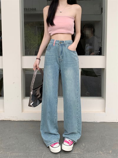 Jean Celeste con Bolsillo Bordado