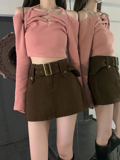 Pollera Jean Color Marrón