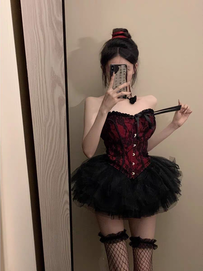 Conjunto Top estilo corset + Pollera