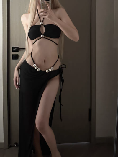 Bikini de tres piezas color negro 