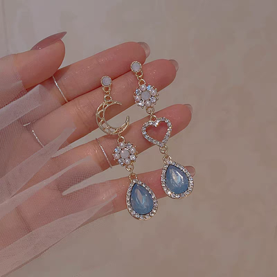 Pendientes Luna & corazón celestial 