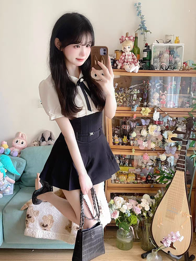 Conjunto de camisa + short pollera tiro alto 