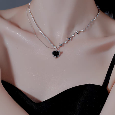 Collar Corazón noche estelar/Aurora rosa 