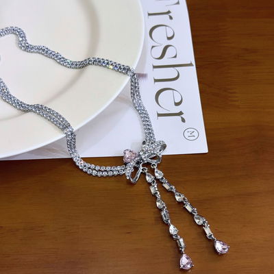 Collar Lazo de Cristal y Rocío Rosa