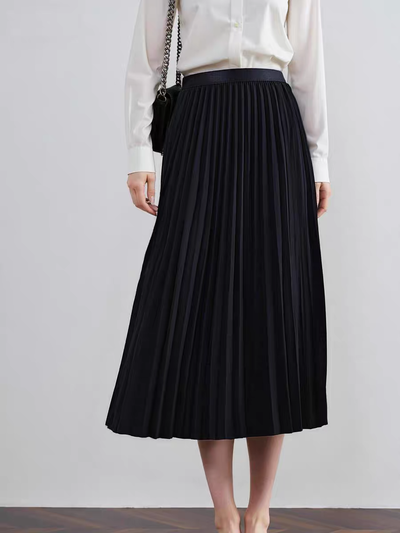 Pollera Midi Plisada Clásica Negra
