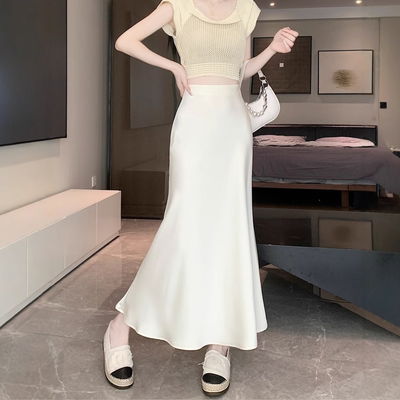 Pollera Larga Satin Look Clásica