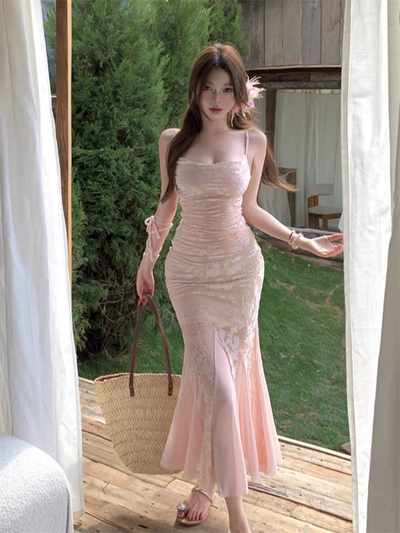 Vestido Corte Sirena Romántico con Flores en Relieve